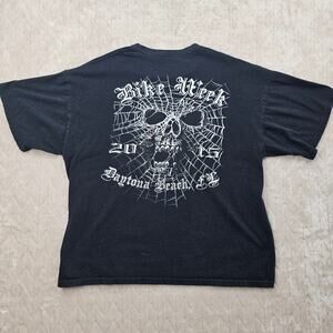 Bike Week Shirt Mens 2XL Daytona Beach Y2K Skull Grunge Streetwear Spider Web